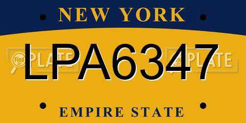 LPA6347 New York License Plate