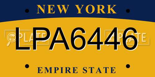 LPA6446 New York License Plate