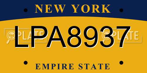 LPA8937 New York License Plate