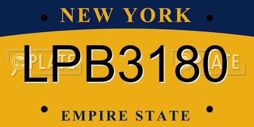LPB3180 New York License Plate