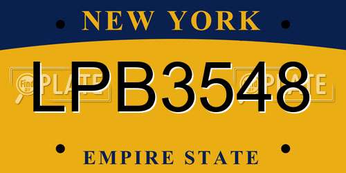 LPB3548 New York License Plate