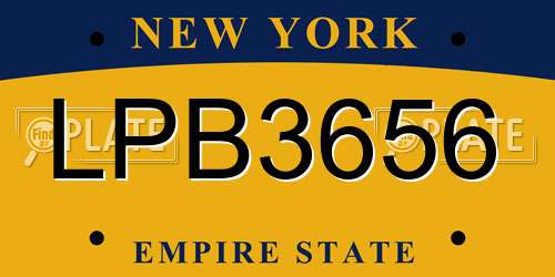 LPB3656 New York License Plate