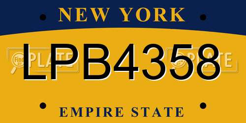LPB4358 New York License Plate
