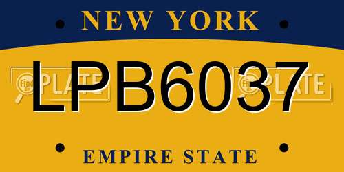LPB6037 New York License Plate