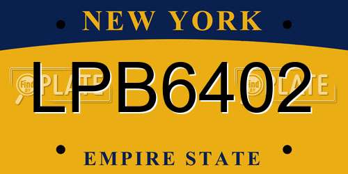 LPB6402 New York License Plate