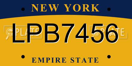 LPB7456 New York License Plate