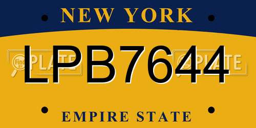 LPB7644 New York License Plate