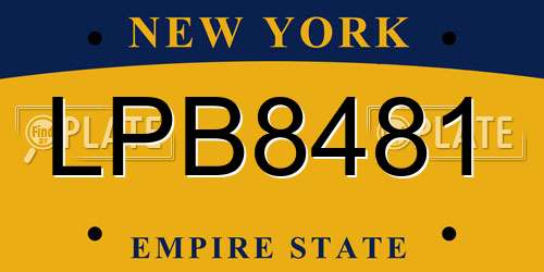 LPB8481 New York License Plate