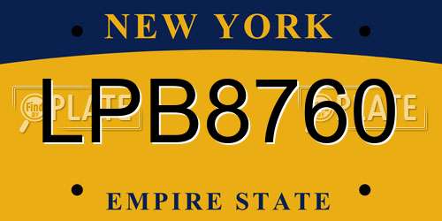 LPB8760 New York License Plate