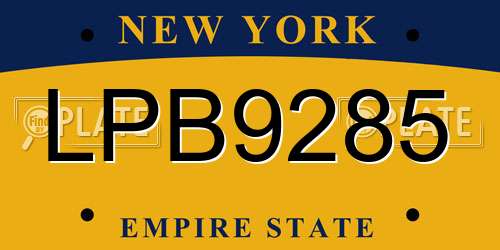 LPB9285 New York License Plate