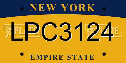 LPC3124 New York License Plate