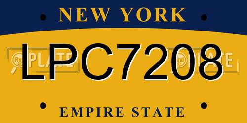LPC7208 New York License Plate