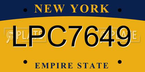 LPC7649 New York License Plate