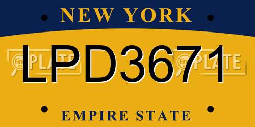 LPD3671 New York License Plate