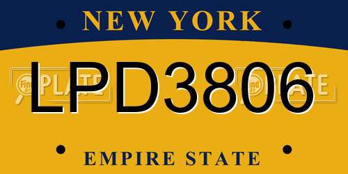 LPD3806 New York License Plate