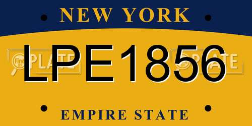 LPE1856 New York License Plate