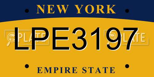 LPE3197 New York License Plate