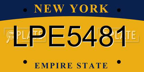 LPE5481 New York License Plate