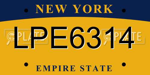 LPE6314 New York License Plate