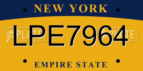 LPE7964 New York License Plate