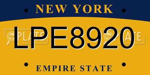 LPE8920 New York License Plate