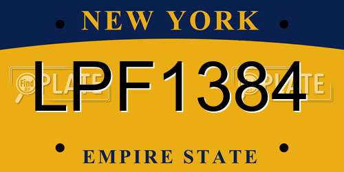 LPF1384 New York License Plate