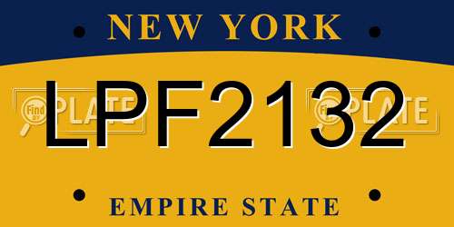 LPF2132 New York License Plate