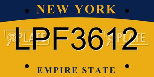 LPF3612 New York License Plate