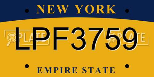 LPF3759 New York License Plate