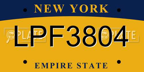 LPF3804 New York License Plate