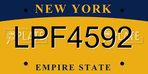 LPF4592 New York License Plate