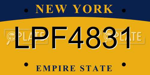 LPF4831 New York License Plate