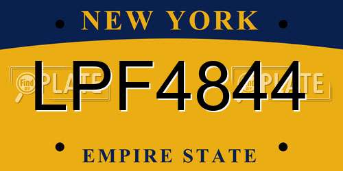 LPF4844 New York License Plate
