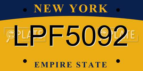 LPF5092 New York License Plate
