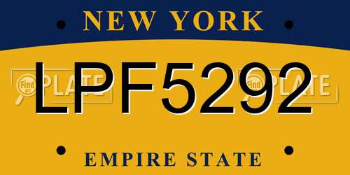 LPF5292 New York License Plate