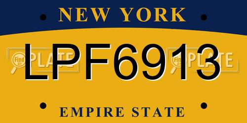 LPF6913 New York License Plate