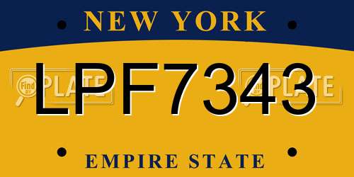 LPF7343 New York License Plate