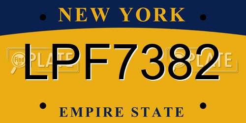 LPF7382 New York License Plate