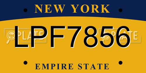 LPF7856 New York License Plate