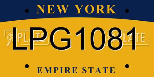 LPG1081 New York License Plate