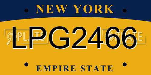 LPG2466 New York License Plate