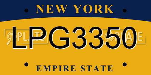 LPG3350 New York License Plate