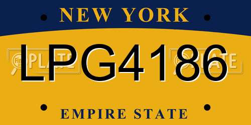 LPG4186 New York License Plate