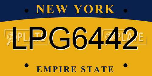 LPG6442 New York License Plate
