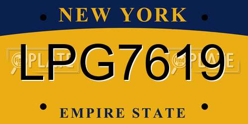 LPG7619 New York License Plate