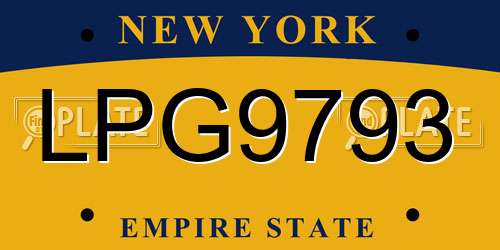 LPG9793 New York License Plate