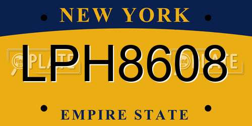 LPH8608 New York License Plate