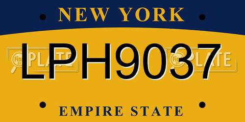 LPH9037 New York License Plate