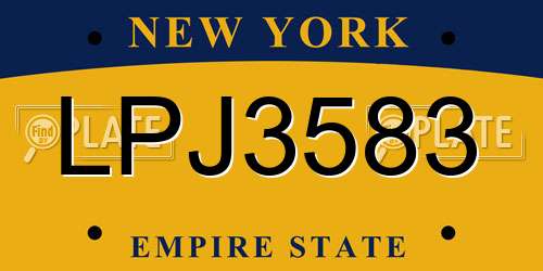 LPJ3583 New York License Plate