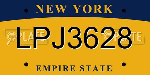 LPJ3628 New York License Plate